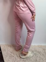 Костюм велюровий шаль пудра білий кант - Зображення 3