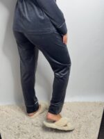 Костюм велюровий шаль капучино 2 чорний кант - Зображення 7