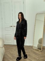 Костюм велюровий шаль чорний чорний кант - Зображення 5