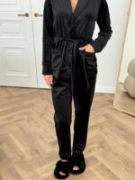 Костюм велюровий шаль чорний чорний кант - Зображення 2