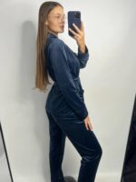 Костюм велюровий шаль синій чорний кант - Зображення 3