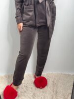 Костюм велюровий шаль шоколад чорний кант - Зображення 5