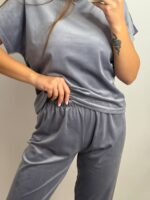 Комплект трійка з плюшевого велюру сірий 2 - Зображення 6