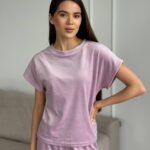 Комплект трійка з плюшевого велюру пудра 2