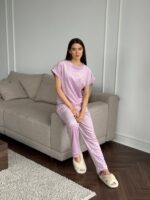 Комплект трійка з плюшевого велюру пудра 2 - Зображення 7