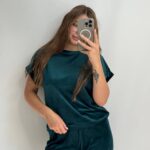 Комплект трійка з плюшевого велюру смарагд