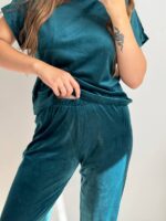 Комплект трійка з плюшевого велюру смарагд - Зображення 4