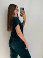 Комплект трійка з плюшевого велюру смарагд - Зображення 3