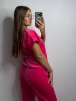 Комплект трійка з плюшевого велюру малиновий - Зображення 6