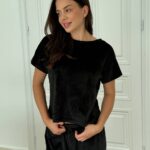 Комплект трійка з плюшевого велюру чорний