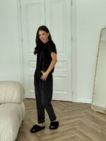 Комплект трійка з плюшевого велюру чорний - Зображення 6