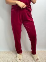 Комплект трійка з плюшевого велюру вишневий - Зображення 5