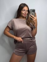 Комплект трійка з плюшевого велюру мокко - Зображення 9