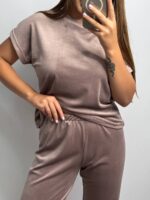 Комплект трійка з плюшевого велюру мокко - Зображення 4