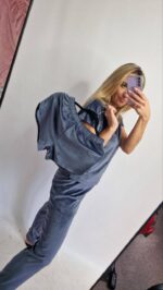 Комплект трійка з плюшевого велюру графіт