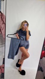 Комплект трійка з плюшевого велюру графіт - Зображення 3