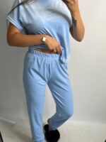 Комплект трійка з плюшевого велюру блакитний - Зображення 7