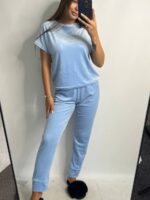 Комплект трійка з плюшевого велюру блакитний - Зображення 6