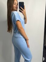 Комплект трійка з плюшевого велюру блакитний - Зображення 5