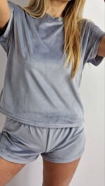 Комплект трійка з плюшевого велюру сірий - Зображення 4