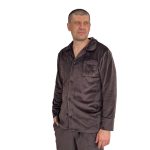 Плюшева чоловіча піжама на ґудзиках шоколадна