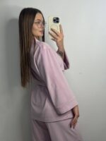 Вишуканий домашній костюм на запах пудра 2 - Зображення 5