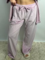 Вишуканий домашній костюм на запах пудра 2 - Зображення 2