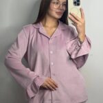 Плюшевий домашній костюм з рюшою пудра