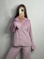 Плюшевий домашній костюм з рюшою пудра - Зображення 4