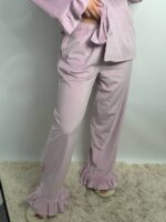 Плюшевий домашній костюм з рюшою пудра - Зображення 6