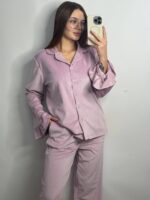 Плюшевий домашній костюм з рюшою пудра - Зображення 2