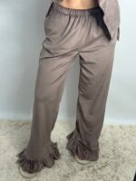 Плюшевий домашній костюм з рюшою мокко - Зображення 2