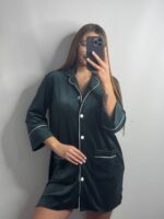 Плюшева сорочка на ґудзиках смарагд білий кант - Зображення 6