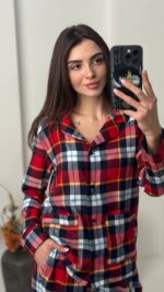 Домашній костюм з 100% котону червоний з жовтим