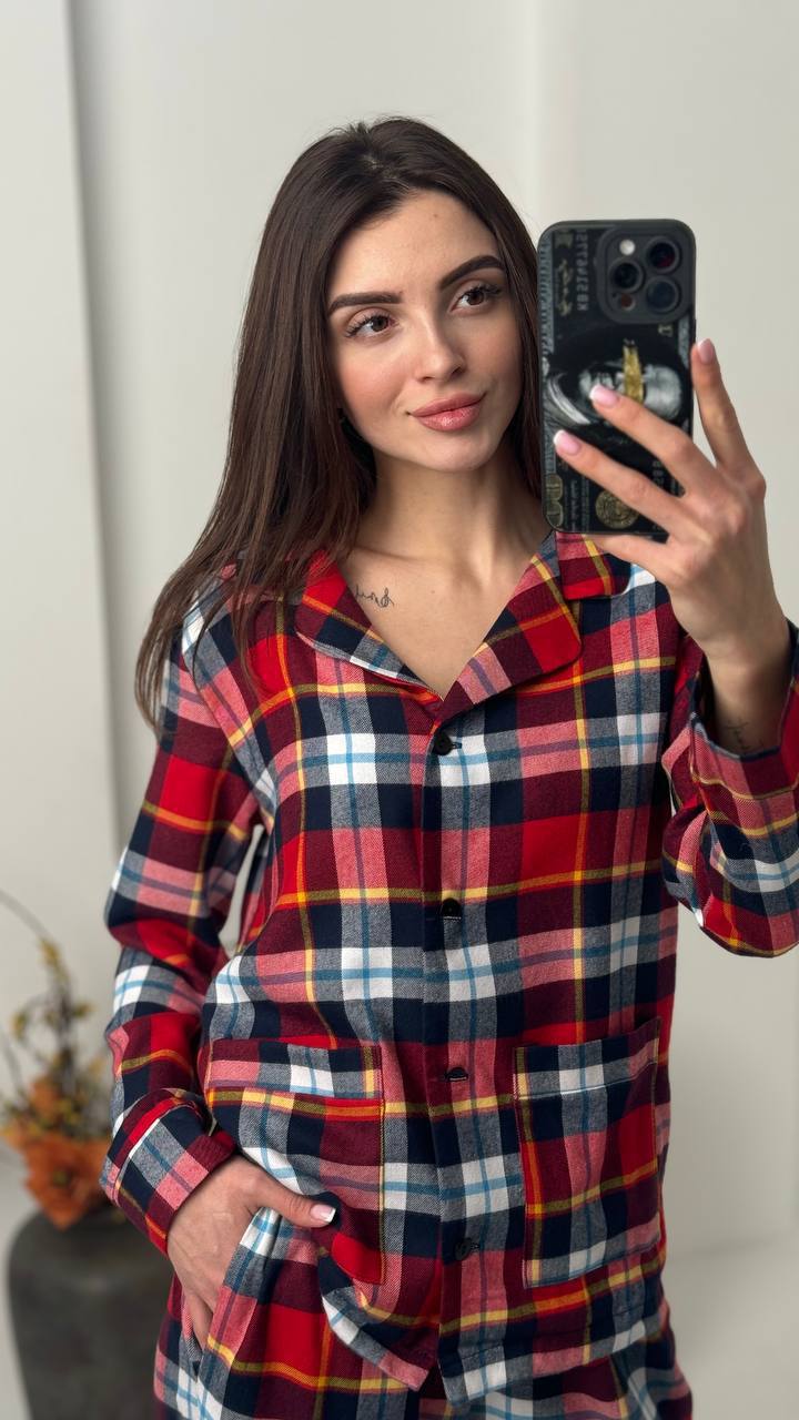 photo_2025-12-06_18-01-11 Домашній костюм з 100% котону червоний з жовтим - Зображення 1