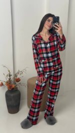 Домашній костюм з 100% котону червоний з жовтим - Зображення 6