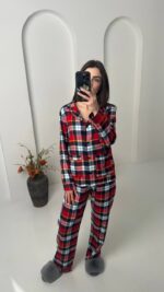 Домашній костюм з 100% котону червоний з жовтим - Зображення 3