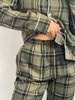 Домашній костюм у трендовий клітчастий принт темно - зелений - Зображення 4