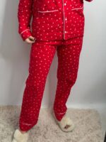 Домашній костюм у тканині фланель в сердечко білий кант - Зображення 3