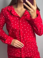 Домашній костюм у тканині фланель в червоний в сердечко - Зображення 7