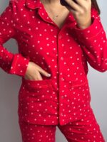 Домашній костюм у тканині фланель в червоний в сердечко - Зображення 6