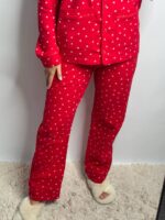Домашній костюм у тканині фланель в червоний в сердечко - Зображення 5