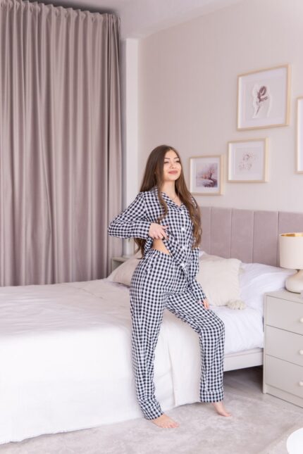 Домашній костюм у трендовий клітчастий принт маленька клітинка - Зображення 6