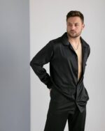 Чоловіча шовкова піжама чорний - Зображення 6