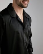 Чоловіча шовкова піжама чорний - Зображення 5