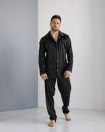 Чоловіча шовкова піжама чорний - Зображення 4