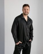 Чоловіча шовкова піжама чорний