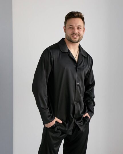 Чоловіча шовкова піжама чорний