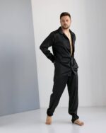 Чоловіча шовкова піжама чорний - Зображення 2