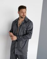 Чоловіча шовкова піжама графіт